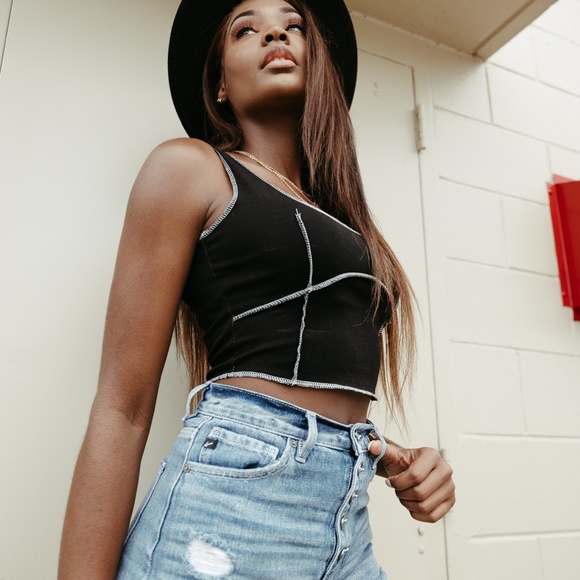 ONE LEFT! Haley High Rise Button Fly Shorts - Picture 2 of 5